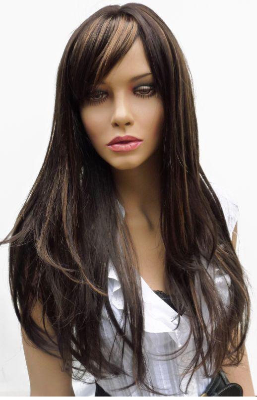 Černá paruka s hnědým melírem