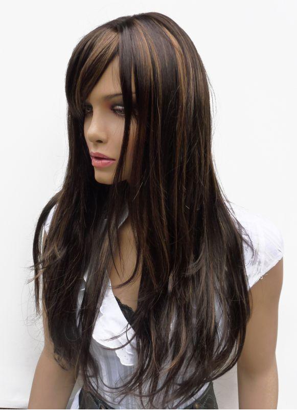 Černá paruka s hnědým melírem - Obrázek 3