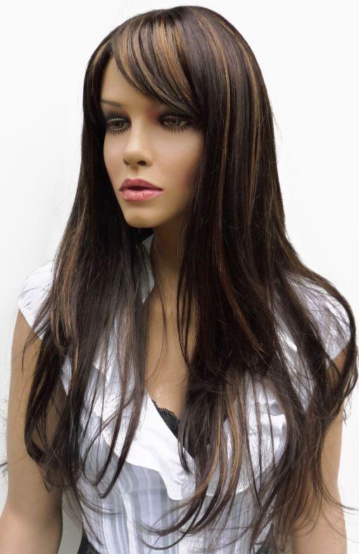 Černá paruka s hnědým melírem - Obrázek 4