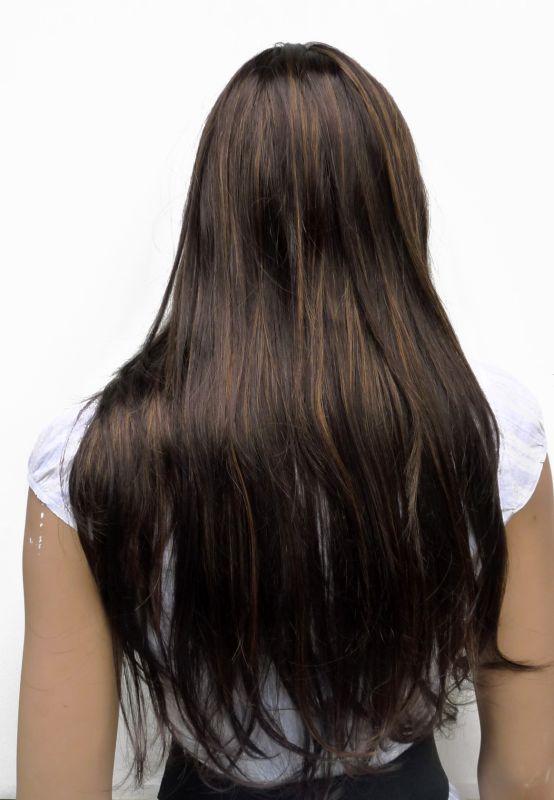 Černá paruka s hnědým melírem - Obrázek 5