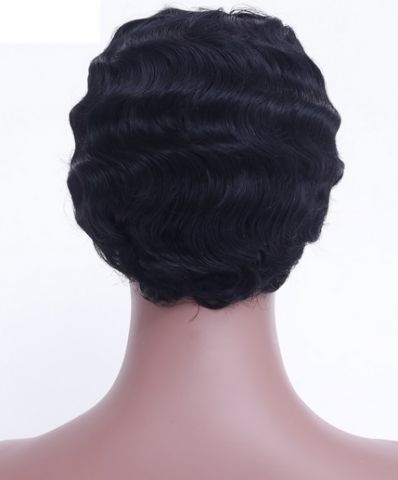 Krátká černá paruka Elle - Obrázek 3