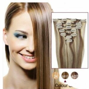 Vlasy clips in hnědá s blond melírem