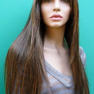 Černá paruka s hnědým melírem rovná