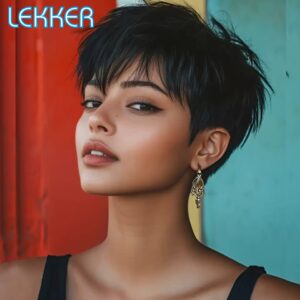 Paruka z pravých vlasů krátká – černá, hnědá, vínová